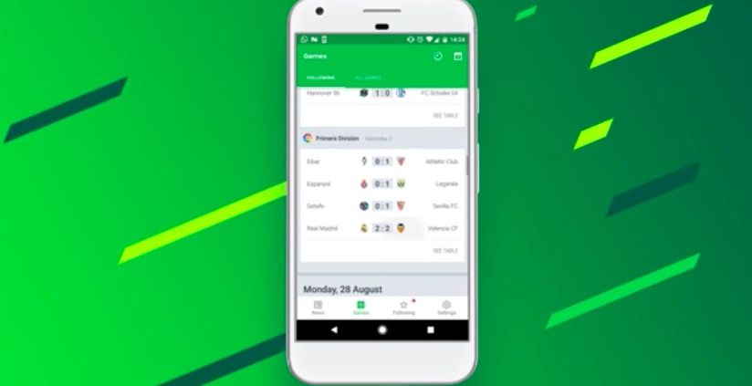 Aplicaciones para seguir los resultados de futbol en Android