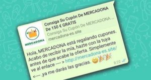 Cuidado con el «cupón de 150 euros de Mercadona» que circula por WhatsApp, es falso cupón de 150 euros de Mercadona falso