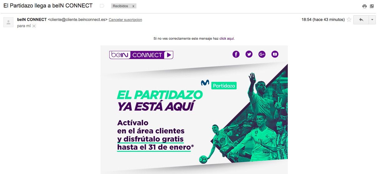 Movistar Partidazo gratis con beIN CONNECT